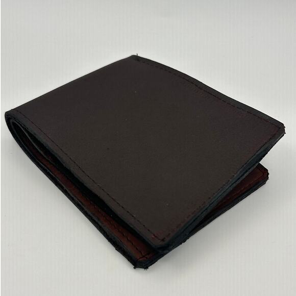 Minimalist Handmade Oaxaca Dark Chocolate Thick Leather Bifold Wallet Men - Picture 3 of 10